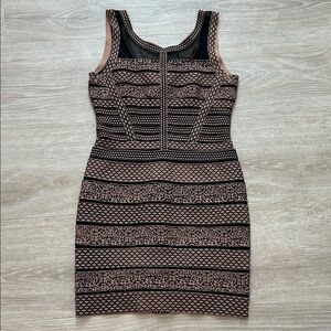 Gracia Blush and Black Striped Bodycon Mini Dress